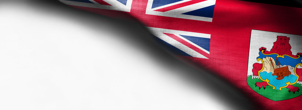 Bermuda Waving Flag on white background - right top corner flag