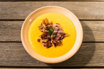 pumpkin soup with bacon
