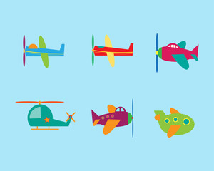 vector airplane icons set