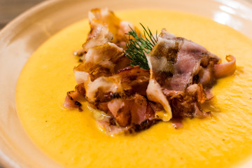 pumpkin soup with bacon
