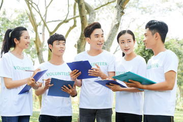 Volunteers discussing the future event