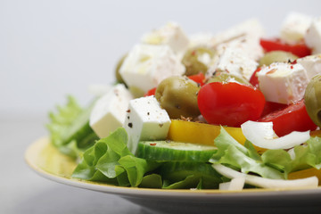 Traditional Greek salad on the plate	