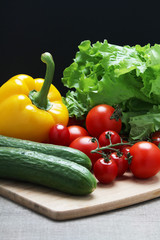 Bright vegetables at the table