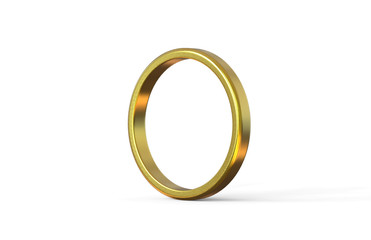 Golden wedding ring on isolated white background symbolising marriage, love, relationships,...