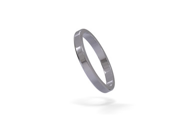 Silver wedding ring on isolated white background symbolising marriage, love, relationships, proposals, valentine's day, and engagement, 3d illustration