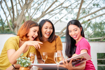 Friends gathered in cafe