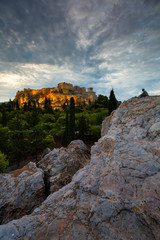 Fototapeta premium Acropolis and view of Athens from Areopagus hill, Greece. 