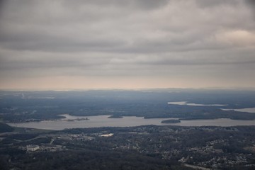 Cloudy Storm, Aerial view of J Percy Priest Reservoir outside of Nashville Tennessee. United States.