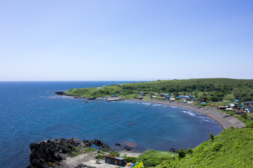 Obraz premium 利尻島 沼浦展望台 海岸線