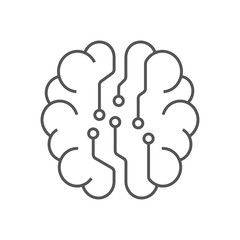 Digital brain icon, AI concept, Iot, hi-tech. Line vector illustration. Editable Stroke. EPS 10