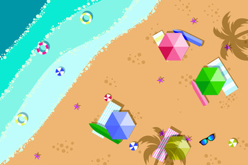 Summer holiday beach background. Tropical paradise, palm trees silhouette