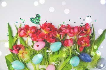 Ostern - Osterblumen - Ostereier - Frohe Ostern - Grußkarte