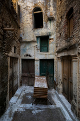 Fototapeta na wymiar Old abandoned buildings in Pyrgi village on Chios island, Greece.