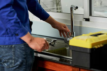 Man repairing the crane