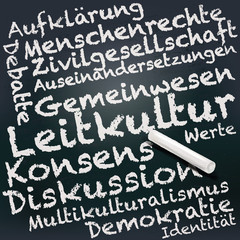 Tafel und Kreide mit Leitkultur