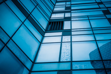 Abstract building. blue glass wall of skyscraper.