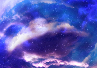 Purple starry space and planet