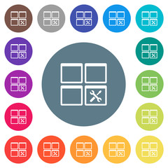 Fototapeta premium Dashboard tools flat white icons on round color backgrounds