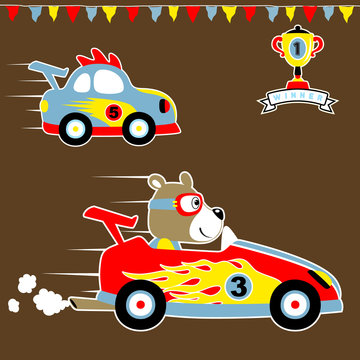 car racing vector cartoon illustration