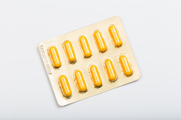 orange  blister packs pills collection