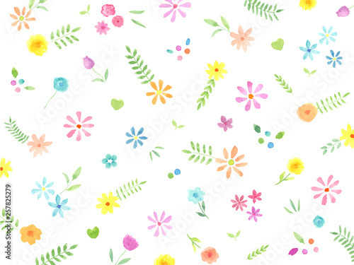 水彩の花と葉 背景 壁紙 Wall Mural Wallpaper Murals Miko 水彩の花と葉 背景 壁紙 Wall Mural Wallpaper Murals Miko
