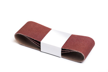 grinding strip paper for grinding machine isolated on white background- Image