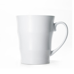 White porcelain mug isolated on white background, mock up