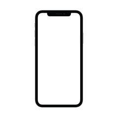 New smartphone with blank screen isolated on transparent background. Flat style, top view. Vector mockup.