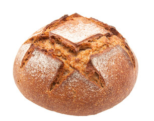 fresh rye bread on a white background