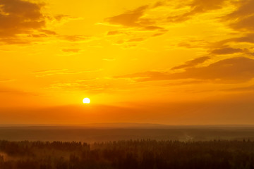 Beautiful lush sky landscape at sunset