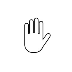 Stop vector icon. Hand line symbol.