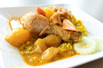 Massaman Curry With Chicken and yellow rice