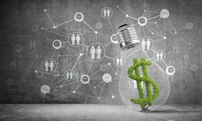 Dollar sign placed inside lightbulb.