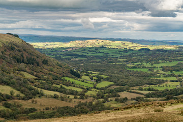 Fototapeta na wymiar Landscape in the Brecon Beacons National Park seen from Sarn Helen near Ystradfellte in Powys, Wales, UK