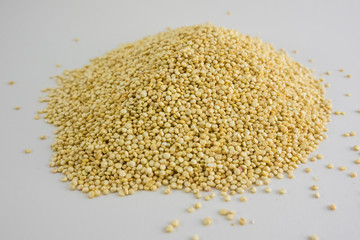 Mountain of Quinoa Seeds, white background of Quinoa seeds. Quinoa seeds from Bolivia and Peru