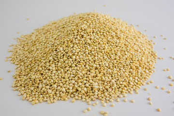 Mountain of Quinoa Seeds, white background of Quinoa seeds. Quinoa seeds from Bolivia and Peru