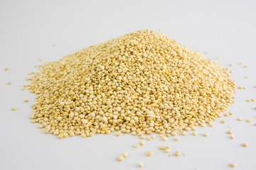 Mountain of Quinoa Seeds, white background of Quinoa seeds. Quinoa seeds from Bolivia and Peru