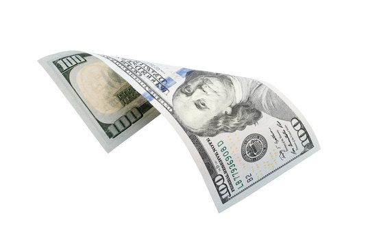 One hundred dollars isolated on white background. new one hundred dollars.