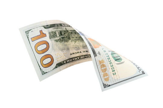One hundred dollars isolated on white background. new one hundred dollars.
