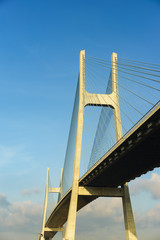 cable bridge with blue sky