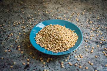 A plate of lentils without cooking