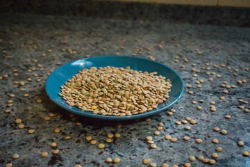A plate of lentils without cooking