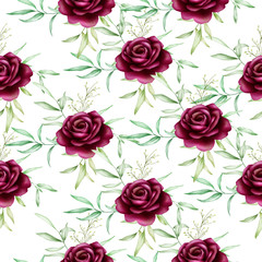 Fototapeta premium beautiful seamless pattern watercolor floral leaves