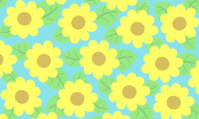 黄色い花　パステルカラーのヒマワリ