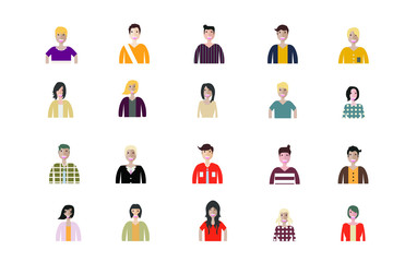 Business man and woman icons. Group of working people. Different nationalities characters. Flat style design Infographic elements 