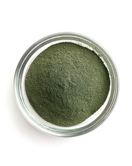 Cosmetic clay in bowl on white background