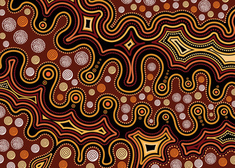 Illustration based on aboriginal style of dot  background.