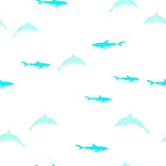 Underwater scene. Colorful fish groups in clean sea water. Seamless vector EPS 10 pattern.