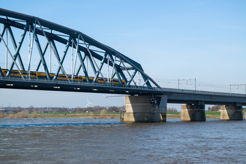 Dutch Train Passing Bridge Nijmegen