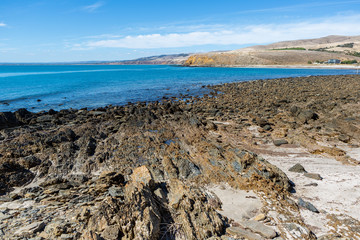 Myponga Beach on a calm bright sunny day on the Fleurieu Peninsula South Australia on 27th March 2019